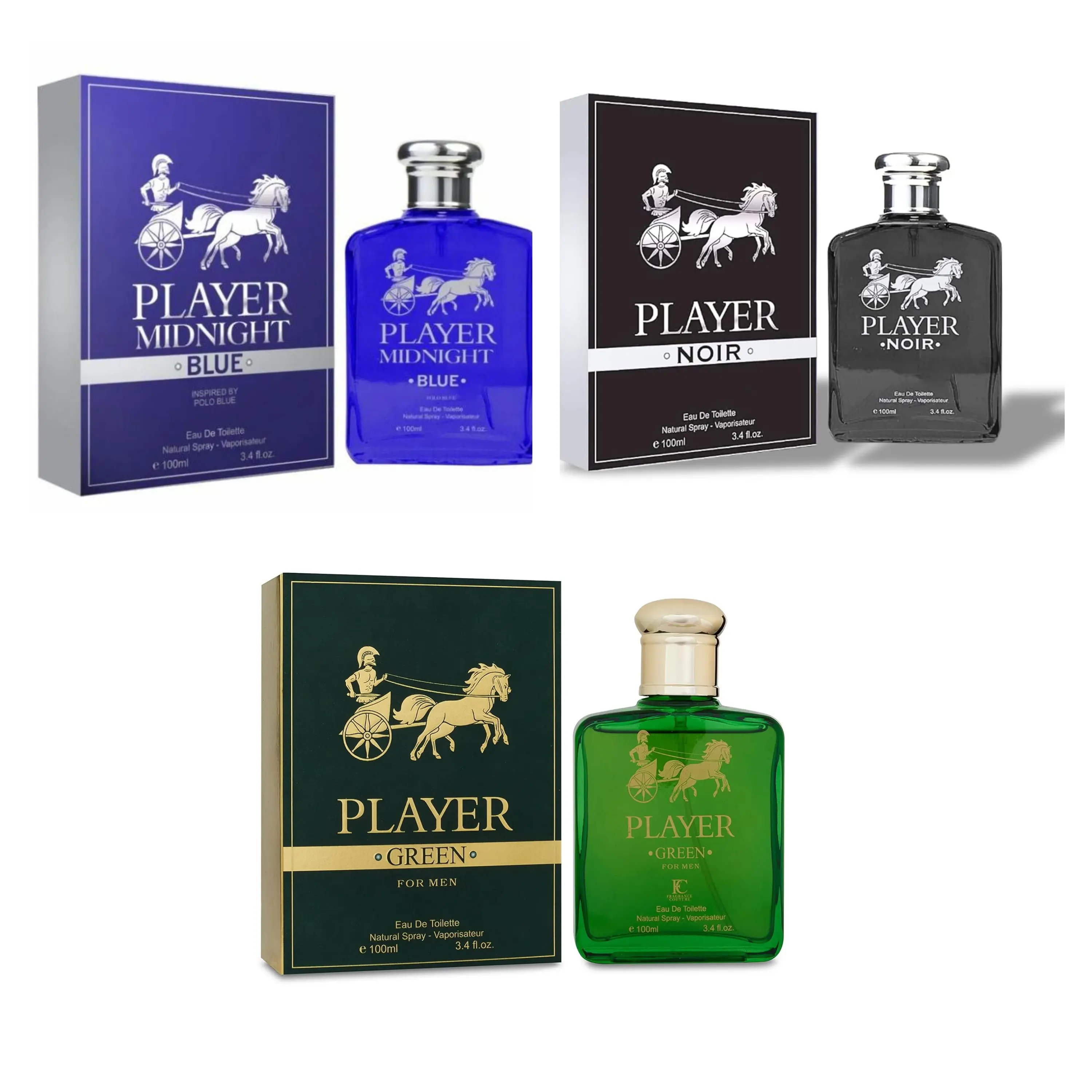 Player Cologne Set - All 3 Fragrances 3.4oz - Men's Fragrance Set