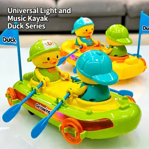 Electric Rotatable Cute Duck Kayak Toy, Educational Light Music Duck Rowing Boat, Requires 3 Aaa Batteries
