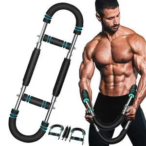 Arm Trainer, 60-100lb Adjustable Chest & Arm Workout Tool, Compact Twister Arm Strengthener, Portable Power Twister Bar with Snap - Together Detachable Design for Fitness Anywhere