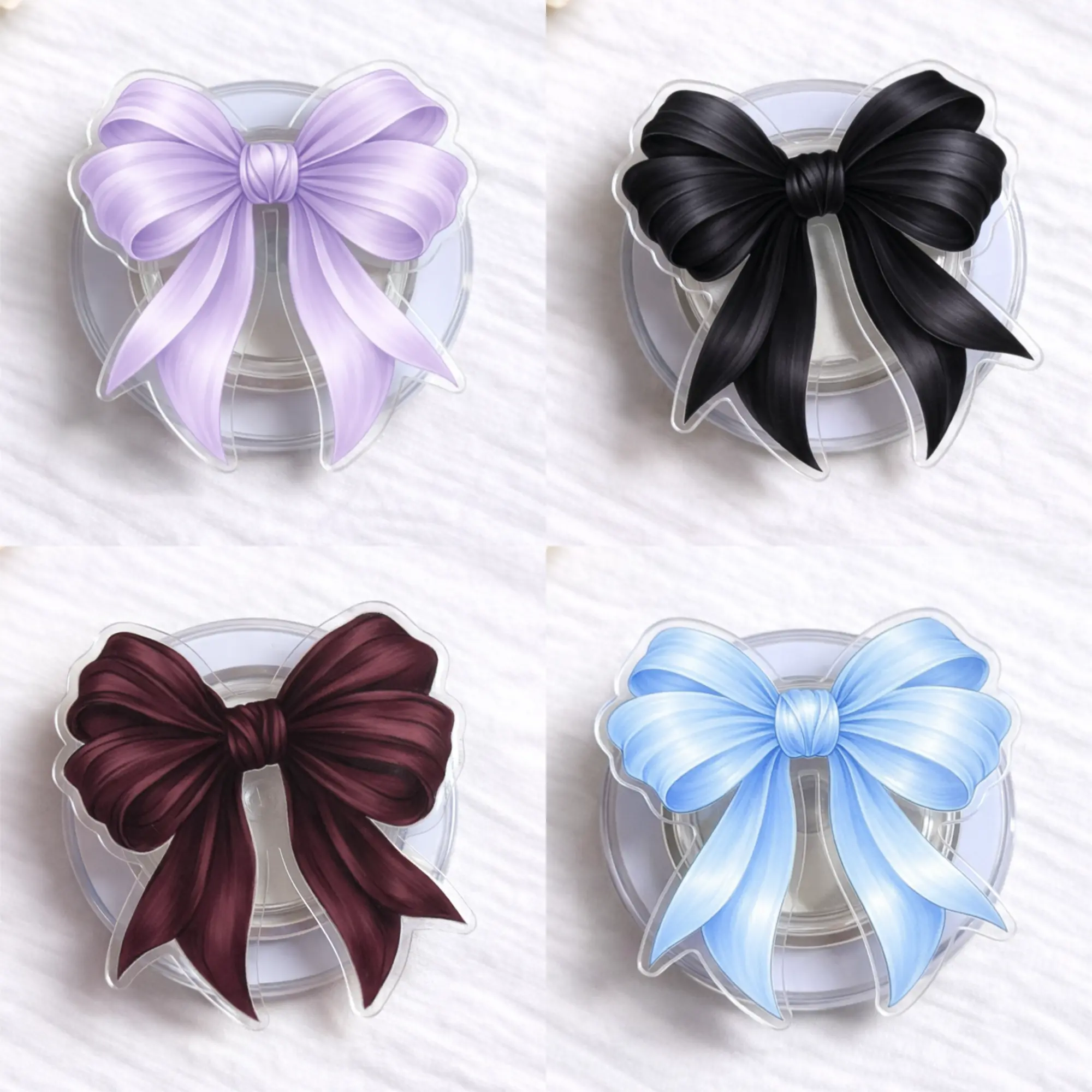 Coquette Bow Phone Grip, Cute Ribbon Acrylic Grip, Pastel Bow Magnetic Phone Stand, Girly Phone Accessory