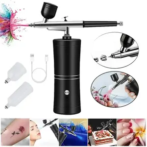 2026 Airbrush Kit with Air Compressor,Rechargeable Wireless Airbrush Gun Machine for Nail Art, Makeup, Painting, Cake Decor,Model Painting (Black)