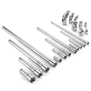 SK 20-Pack Socket Extension Set, 1/4", 3/8" and 1/2" Drive Extension Bar, Swivel Universal Joints and Adapters, SuperKrome Finish, Premium CR-V Construction