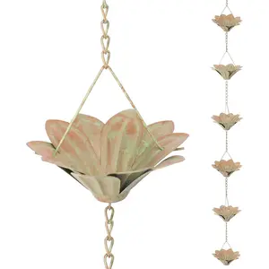 Rain Chain Set, 5.6ft Flower Rain Chain for Gutters,Functional and Decorative Replacement Downspout Rain Chain for Outside,Metal Divert Rain Catcher