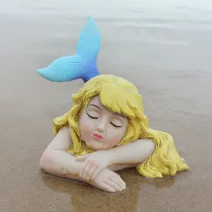 2pcs Mermaid Garden Decor, Romantic Dreamy Sleeping Beauty Figurine, Perfect for Garden Corner, Fish Pond Edge, Window Sill, Home Tabletop Decoration