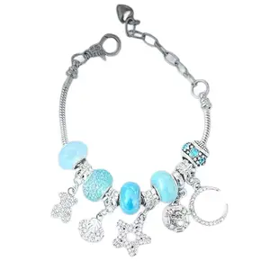 Energy Charm Bracelets - Silver Dangle Charms with Vibrant Gems and Unique Energy for Customizable Style and Sparkle