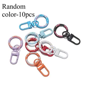 10pcs Metal Spring Clasp Crayfish Buckle Openable Round Carabiner Keychain DIY Jewelry Making Beadable KeyRing Hook Bag Buckle