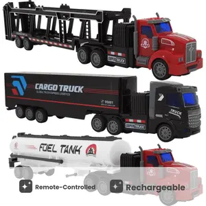 Children's Remote Control Semi-Trailer Toy Car RC Electric Truck Simulation Transport Vehicle Rechargeable Container Truck Cross-Border New Model