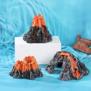 Creative Resin Aquarium Decoration with Volcano Design, Realistic Fish Tank Ornament for Home Decor, Unique Artistic Craft