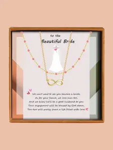 Women's Elegant Beaded Chain Necklace, Exquisite Trendy Infinite Symbol Pendant Necklace, Chic Jewelry As Gift for Wife with Box