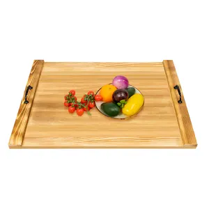 30x22 Inch Stove Top Cover with Handles, Pine Wood Kitchen Countertop Protector & Serving Tray, 0.6in Thick Heat Resistant Board for Gas/Electric Stove, Extra Prep Space & Farmhouse Decor