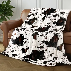 BLUNIQUE Cozy Cow Print Blanket Super Soft Throw Blankets for Couch Bed and Travel Plush Fuzzy Blanket for Women Girl Gifts Non Shedding Fleece Western Decor