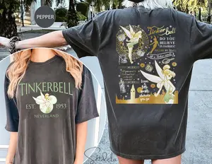 Vintage Tinkerbell Shirt, Tinkerbell Princess Shirt, Tinkerbell 1953 Neverland Shirt, Magic Kingdom Shirt Trip Shirt Unisex Cotton Crewneck Shirt