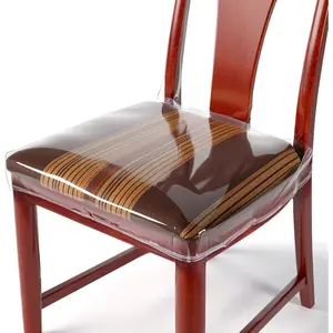 4 Pack Chair Covers for Dining Room,18 x 17 x 6 Inches Clear PVC Chair Seat Protectors, Dustproof Chair Covers (17" D x 18" W x 6" H)