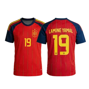 2026 New World Cup Spain National Team Home No.19 Yamal Short-sleeved Football Jersey Fan Version