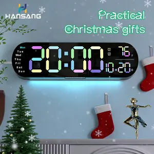 Digital Wall Clock with Auto Brightness, Displays Room Temperature and Date, Large Digital Clock Equipped with Dual Alarm Clock and 13.7-Inch Wide Display, Timer and Countdown Functions reloj de pared