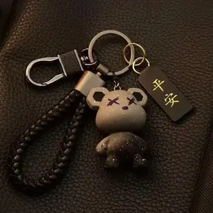 Cartoon Cute Starry Sky Bear Car Keychain Pendant High-end Unisex Keychain Key Ring Key Clip Modern Minimalist Design Fashion Accessory