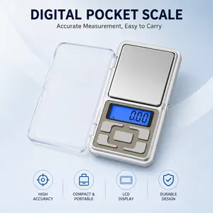 1 Piece Digital Pocket Scale, Stainless Steel Weighing Platform Backlit LCD Display 500g for Jewelry Coffee Herb Small Item Weighing