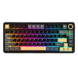 EPOMAKER X Aula EA75 MAX Wireless 75% Mechanical Keyboard Gasket Gaming Keyboard with Screen & Knob Hot-Swappable Lubed Switches RGB Backlit PBT Keycaps Tri-Mode USB-C/BT 5.0/2.4GHz keyboards gaming keyboards for gaming creamy keyboard