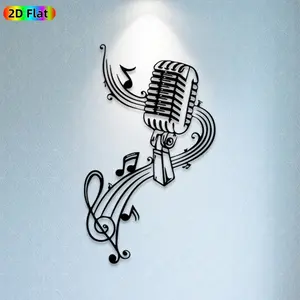 1pc Microphone & Music Notes Metal Wall Art, Vibrant Microphone Statue Mural, Ideal Gift for New Year, Christmas, Music Decor Enthusiasts, Rust-Resistant Metal Wall Decor Wall Sculptures,  Unique Music-Themed Home Decor