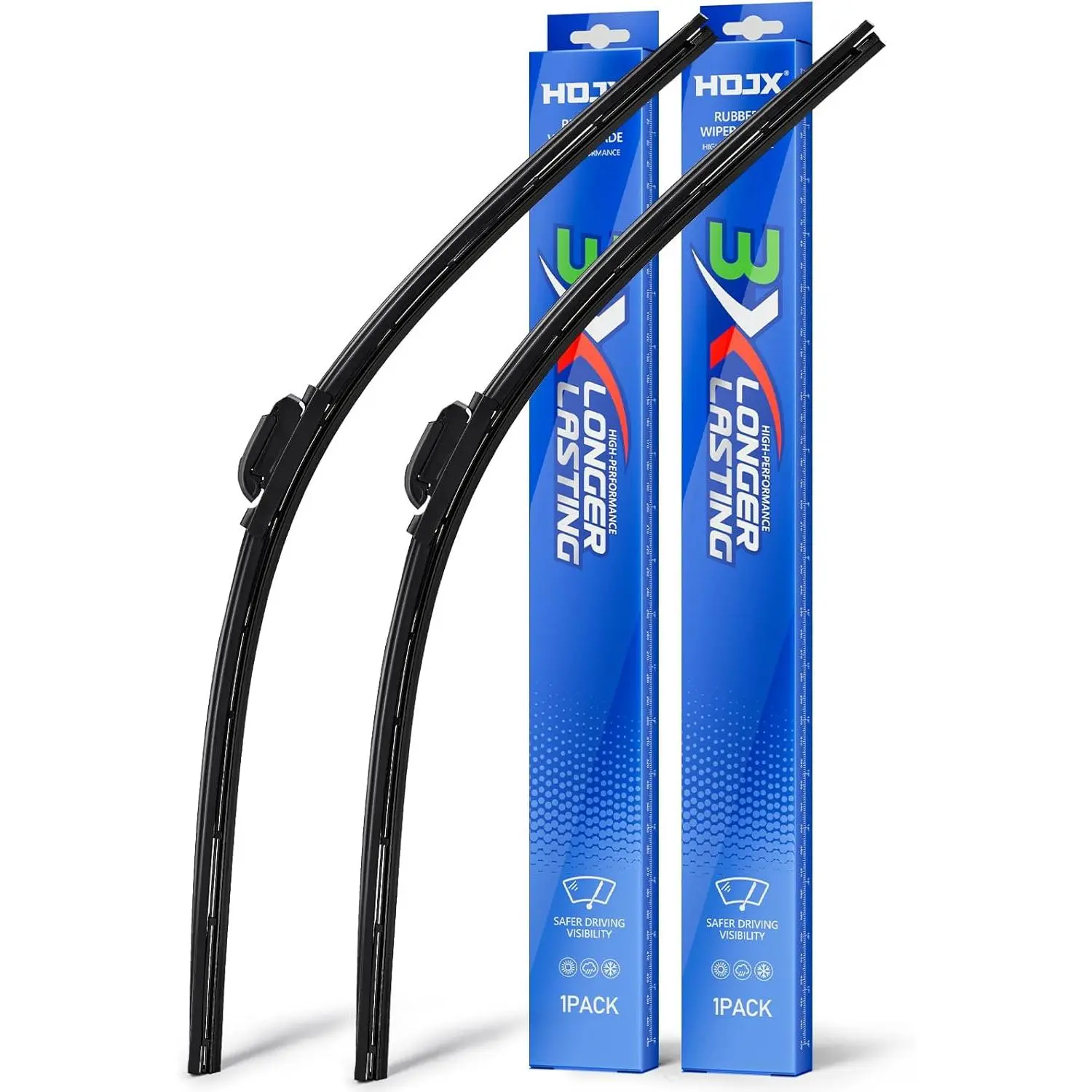 22in U-J Hook Windshield Wipers (2-Pack), OEM Quality All-Season Auto Replacement Parts, Quiet, Ultra-Quiet, Pressure Balancer, Friction-Reducing Synthetic Rubber, Easy Installation, Extended Service Life