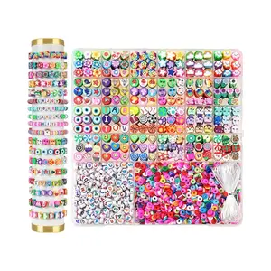 2300pcs Polymer Clay Beads Bracelet Making Kit, 24 Style Cute Fun Beads for Friendship Bracelets Letter Beads Charms Kit for Jewelry Making DIY Arts and Crafts Birthday Gifts Toys for Kids