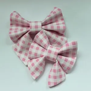 ALL CHECKED OUT-Pink Gingham handmade Sailor Bow