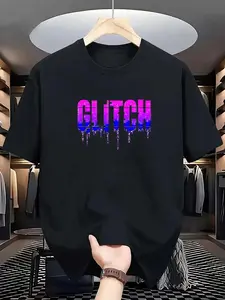 Glitch Gradient Liquid Print T-Shirt, Cyberpunk Trendy Casual Wear, Daily Versatile Unique Piece, Fitted Crop Top
