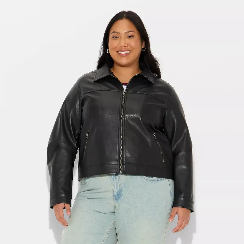 Wild Fable Women's Boxy Faux Leather Jacket