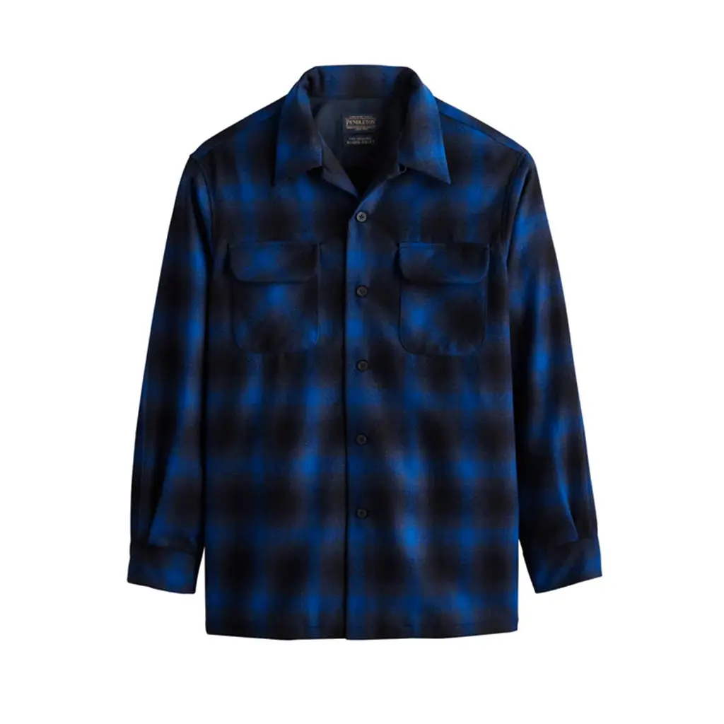 Pendleton Men's Tall-Fit Long Sleeve Plaid Board Shirt in Woven Virgin Wool, Machine-Washable with Bias-Cut Pockets