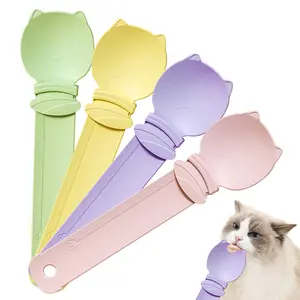 4Pcs Cat Treat Squeeze Spoon Multifunctional Dispenser for for Wet Food, Licky Treats & Puree Tubes, Easy Feeding and Storage with with Extra Long Handle Design, Cat Accessories