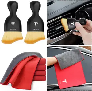 Tesla Microfiber Towel Drying Rag And Brush Set