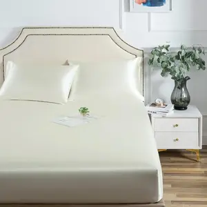 Fitted Sheet, Queen Fitted Sheet Only, 1 - Piece Soft Deep Single Silk Bottom Bed Sheet Queen - Ivory