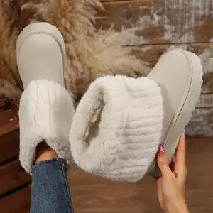 Women Boots Winter Warm Snow Boots Soft Cozy Comfortable Fuzzy Fluffy Mid Calf Snow Boots