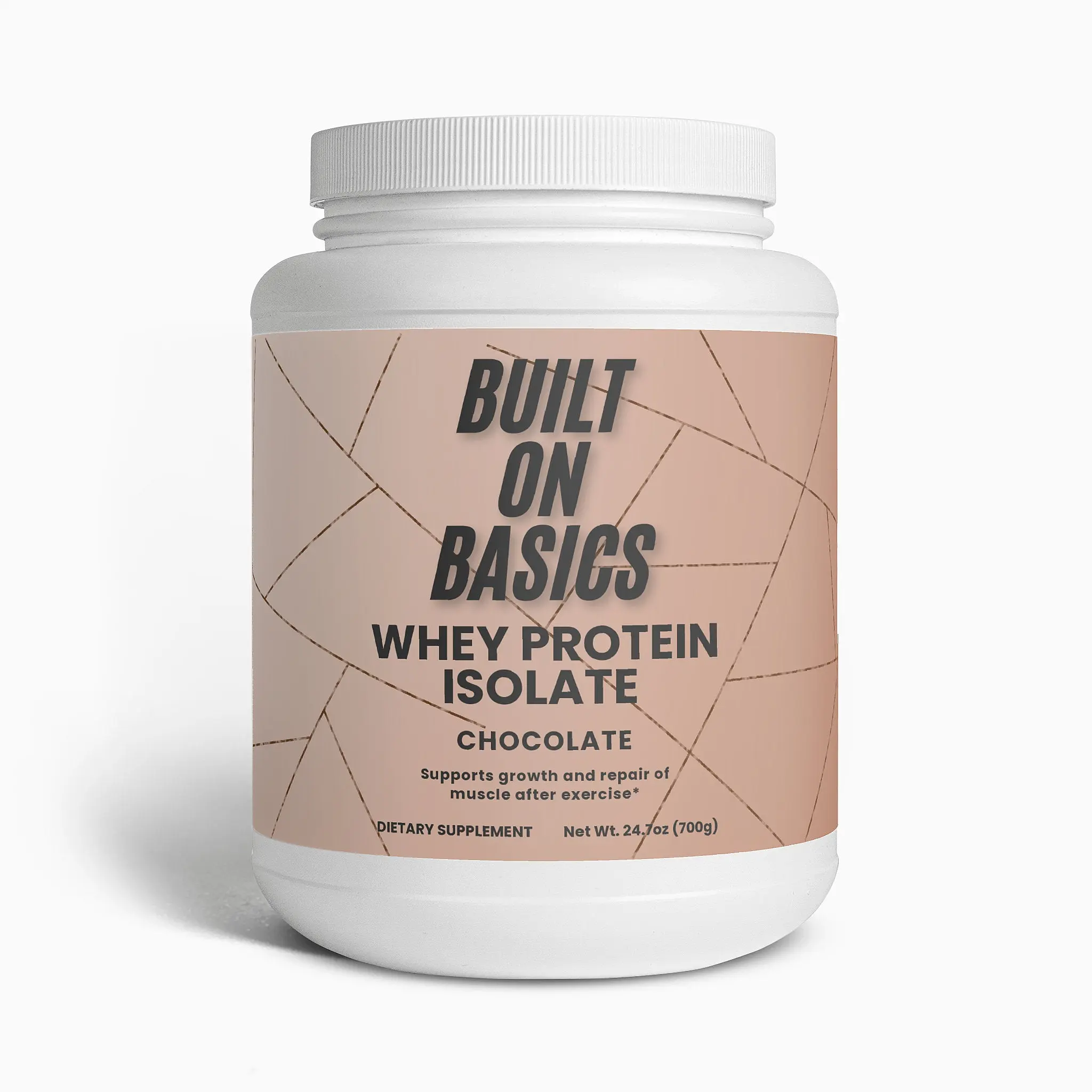 Built On Basics Chocolate Whey Protein Isolate 24.7oz Supports Muscle Growth & Recovery Pure Whey Protein Isolate with Natural Flavors & Stevia Extract