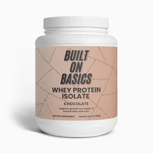 Built On Basics Chocolate Whey Protein Isolate 24.7oz Supports Muscle Growth & Recovery Pure Whey Protein Isolate with Natural Flavors & Stevia Extract