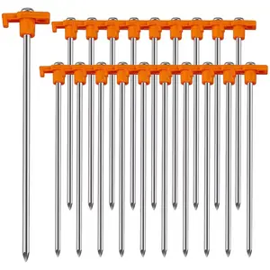 20 Pack Tent Stakes Heavy Duty, 9.75 Inch Yard Stakes Non-Rust Metal Tent Pegs Ground Stakes Tent Spikes for Camping Patio, Garden, Canopies, Grassland, Outdoor