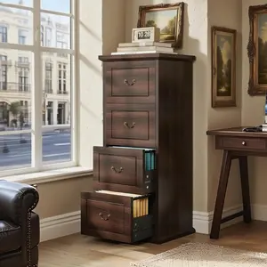 Tribesigns 4-Drawer File Cabinet, Vertical Wood Filing Cabinet for A4/Letter/Legal Size, Tall Storage Printer Stand with Hanging Rails Home Office, Classic Dark Walnut Finish Adjustable Rolling Standing Desk Ergonomic Breathable Memory Foam Cushion shower
