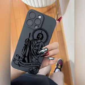 St. Jude All-inclusive Black Matte Drop-proof Phone Case for 15/14/13/12/11/7/8/7plus/8plus/XSMAX/XS/X/XR Cover Protector Silicone Protection