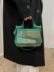 1pc Women's handbag with color blocking and contrasting crossbody bag flip cover, fashionable and versatile, personalized and trendy, suitable for white-collar workers, commuting, shopping, dating, women's handbag, Everyday crossbody bag, Colorblock Purse