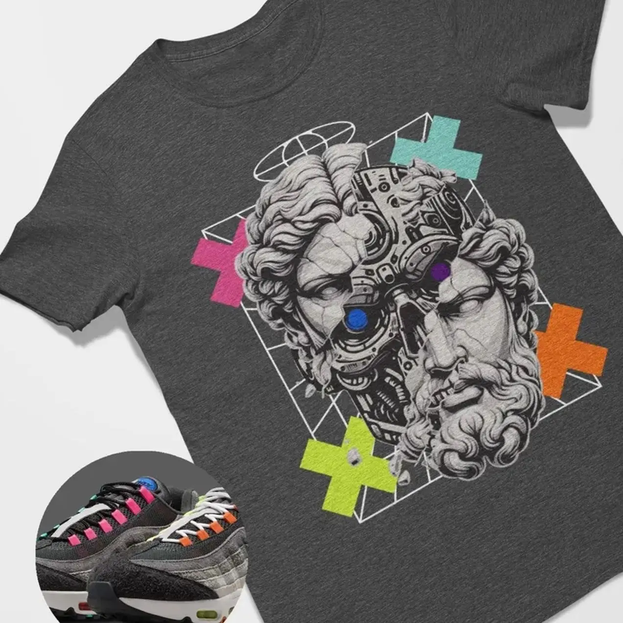 Beta Air Max 95 Greedy Matching Sneaker Tee Shirt Grey