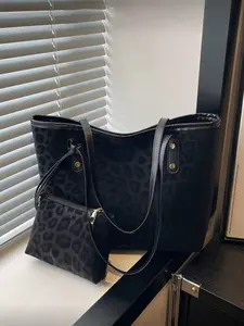 New Large Capacity Leopard Print Faux Leather Tote Bag, Casual Trendy Bag, Dual Handle Design, Commute Work School, Casual Business Style, Young Women, Casual Shopping Bag