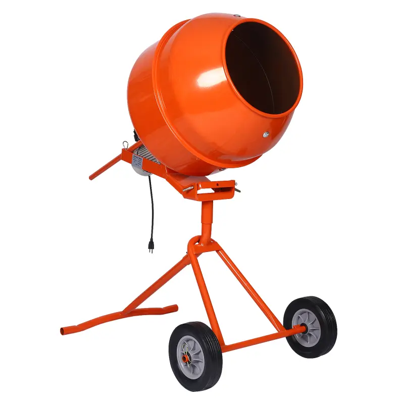 5 Cu Ft Concrete Mixer Electric Cement Mixer 370W Portable Cement Mixing Concrete Mortar Barrow Machine Handle with Wheel