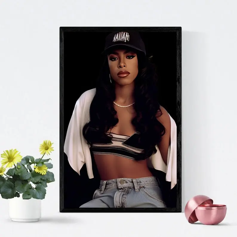 Aaliyah Poster, black art, portrait, Print Decor Photo