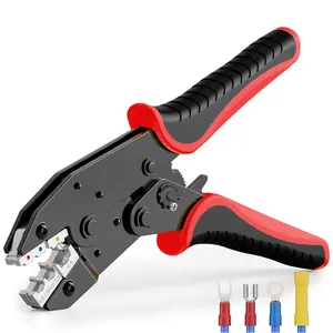 Insulated Electrical Connector Crimping Tool, Ratchet Terminal Crimper Pliers for Electricians, Awg22-10 Wire Range, Durable Handheld Device, Hand Tools