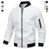 Men's Casual Chic Lightweight Windbreaker - Preppy Pilot Jacket for Aviation Lovers, Zipper Closure, Multiple Pockets, Solid Collar, Soft Polyester Fabric, Fitted Cut, Ideal for Daily Wear & Casual Events, Business/Alternative Fashion Styles