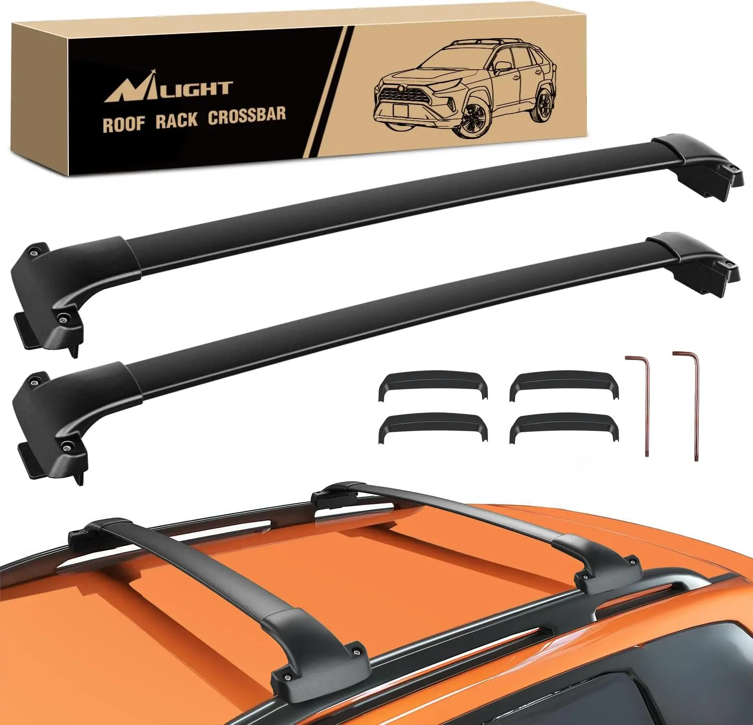 Nilight Aluminum Roof Rack Cross Bars with Rubber Pad, Fit for Subaru Crosstrek 2018-2023 & Impreza 2017-2023 (Only Raised Side Rails), for Rooftop Cargo Carrier/Kayak, Roof Ladder Rack, Car Exterior Accessories
