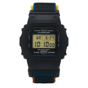 G-Shock DW5600 Cloth Band Series Watch in Grey, Navy, & Orange