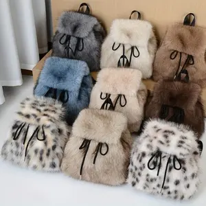 Soft Faux Plush Backpack - Adjustable & Versatile in White or Black A Cozy Seasonal Gift