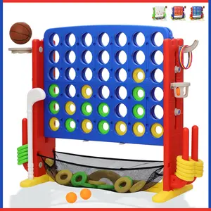 Tik Tok Giant 4-to-Score Giant Premium Plastic Party Game for Kids & Adults, Indoor & Outdoor, BPA-Free with Carrying Bag, Basketball Hoop & Ring Toss, 4-to-Score Connect Games for Indoor/Outdoor Fun, Blue, Red, Yellow, Orange , Green, White, Large