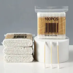 100/200/400/800pcs Cleaning Cotton Swabs, Cleansing, Double Round Tip Design, Excellent Beauty Tools, Cosmetics, Storage Bag Included, Daily Home Use & Outdoor